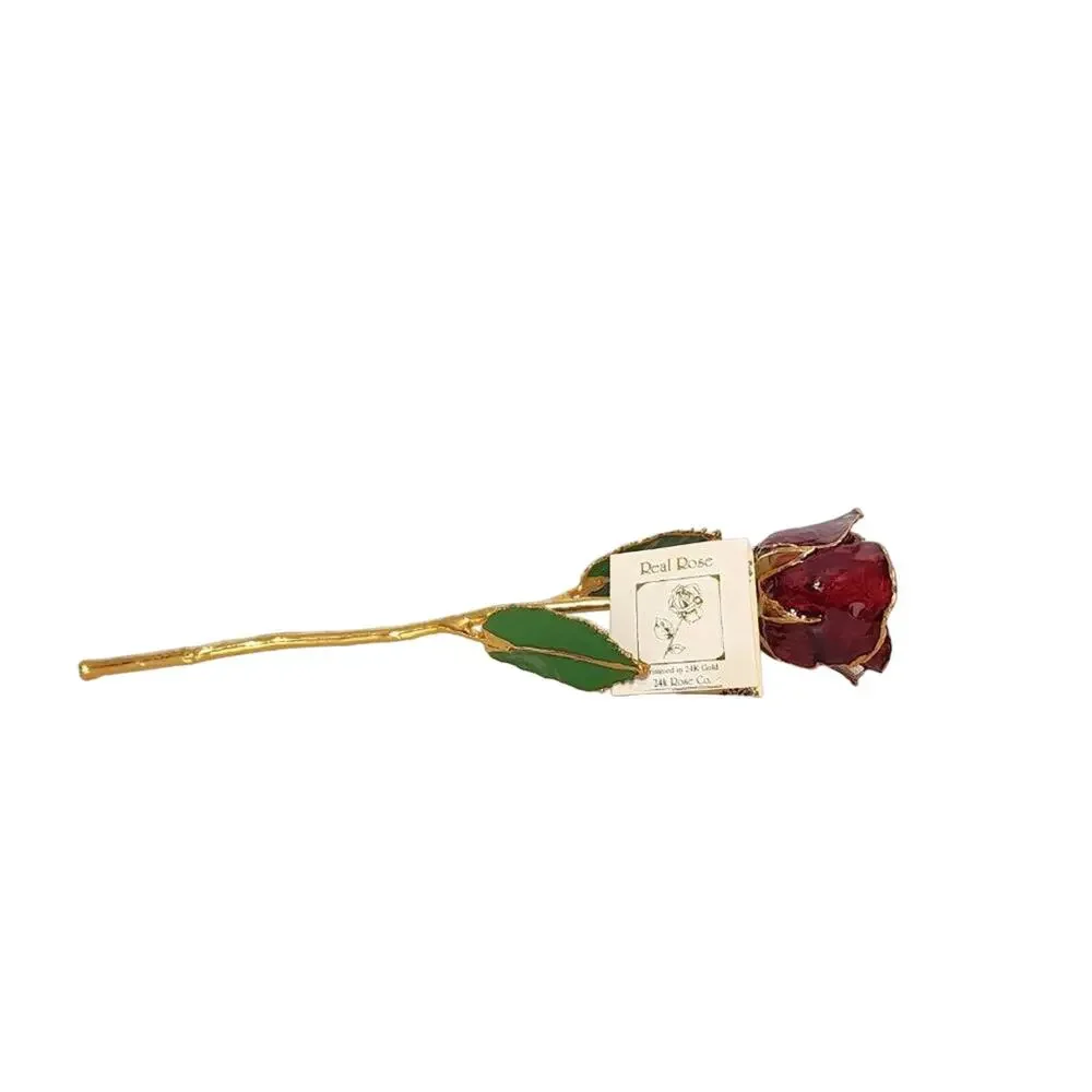 Forever Rose 24K Gold Plated Timeless Handcrafted Single Red Rose - Picture 2 of 8
